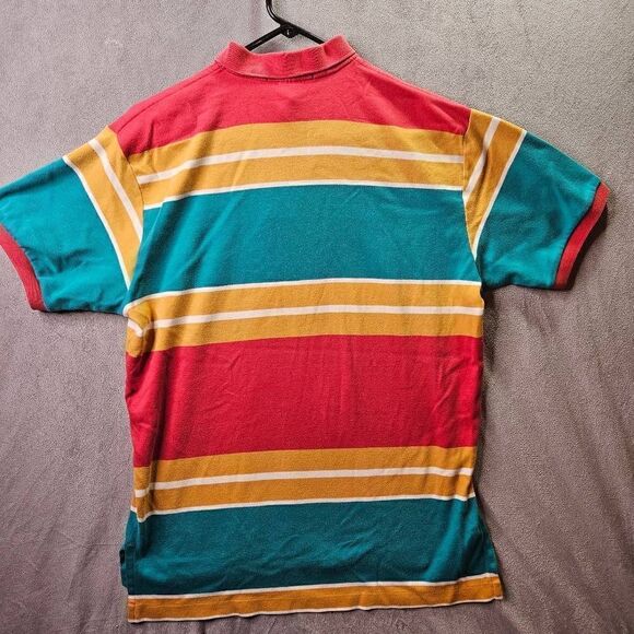 Hunt Club Vintage Striped Polo Shirt Blue Yellow Mens Size L - Picture 4 of 7